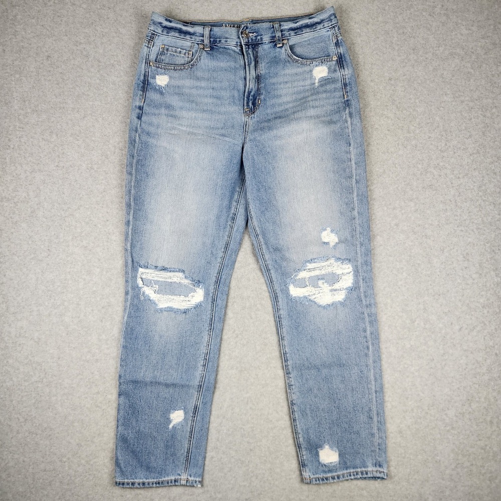 American Eagle Outfitters Light Blue High-Rise Distressed Jeans
